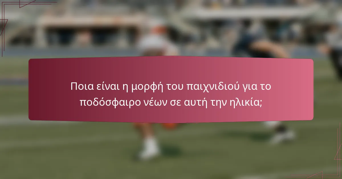 Ποια είναι η μορφή του παιχνιδιού για το ποδόσφαιρο νέων σε αυτή την ηλικία;