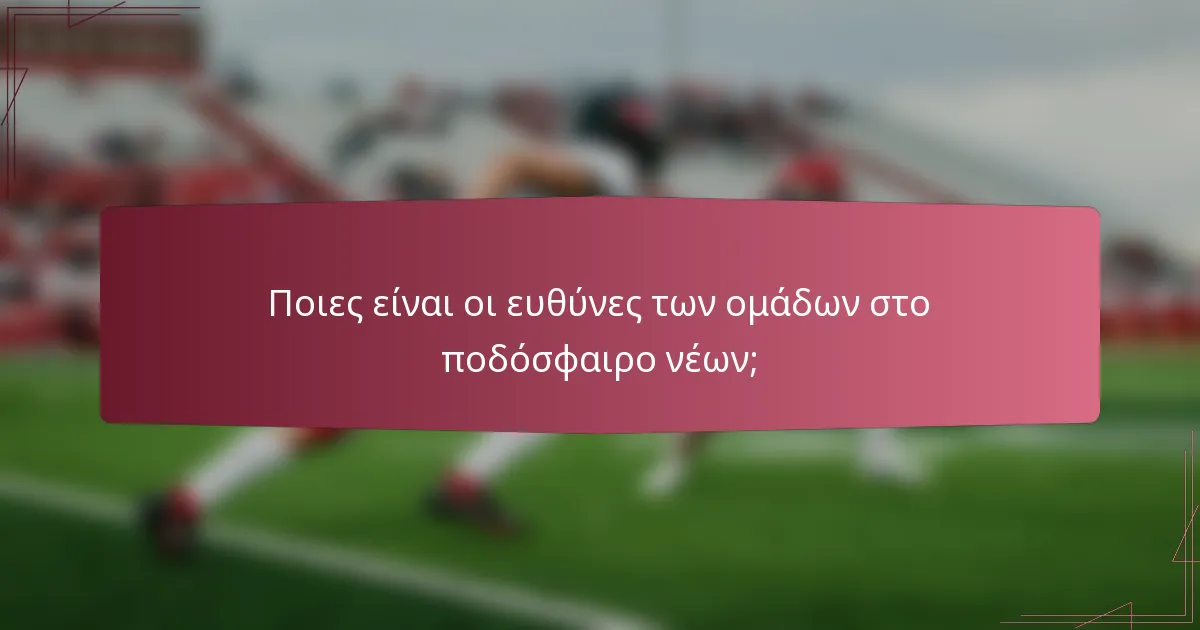 Ποιες είναι οι ευθύνες των ομάδων στο ποδόσφαιρο νέων;